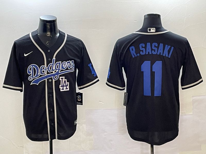 Men Los Angeles Dodgers #11 R.Sasaki Black Fashion Game 2025 Nike MLB Jersey style 18